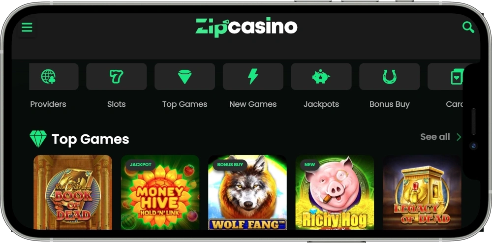 Στιγμιότυπο εφαρμογής Zip Casino